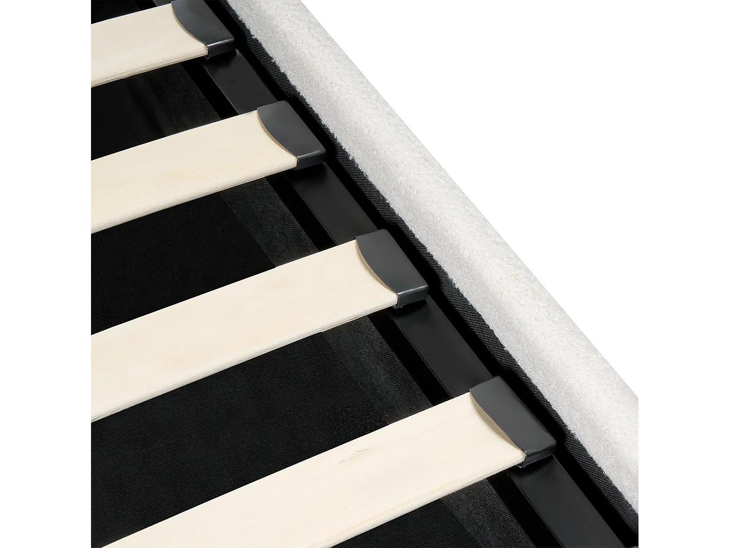 Lit ottoman sans tête de lit Bouclé DINAN 160 x 200 cm Blanc cassé