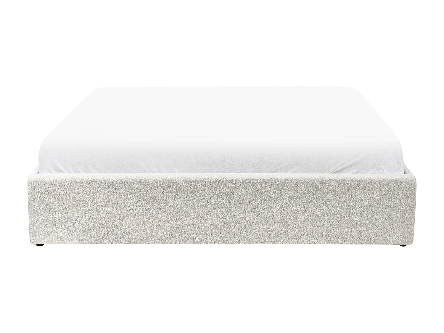 Lit ottoman sans tête de lit Bouclé DINAN 160 x 200 cm Blanc cassé