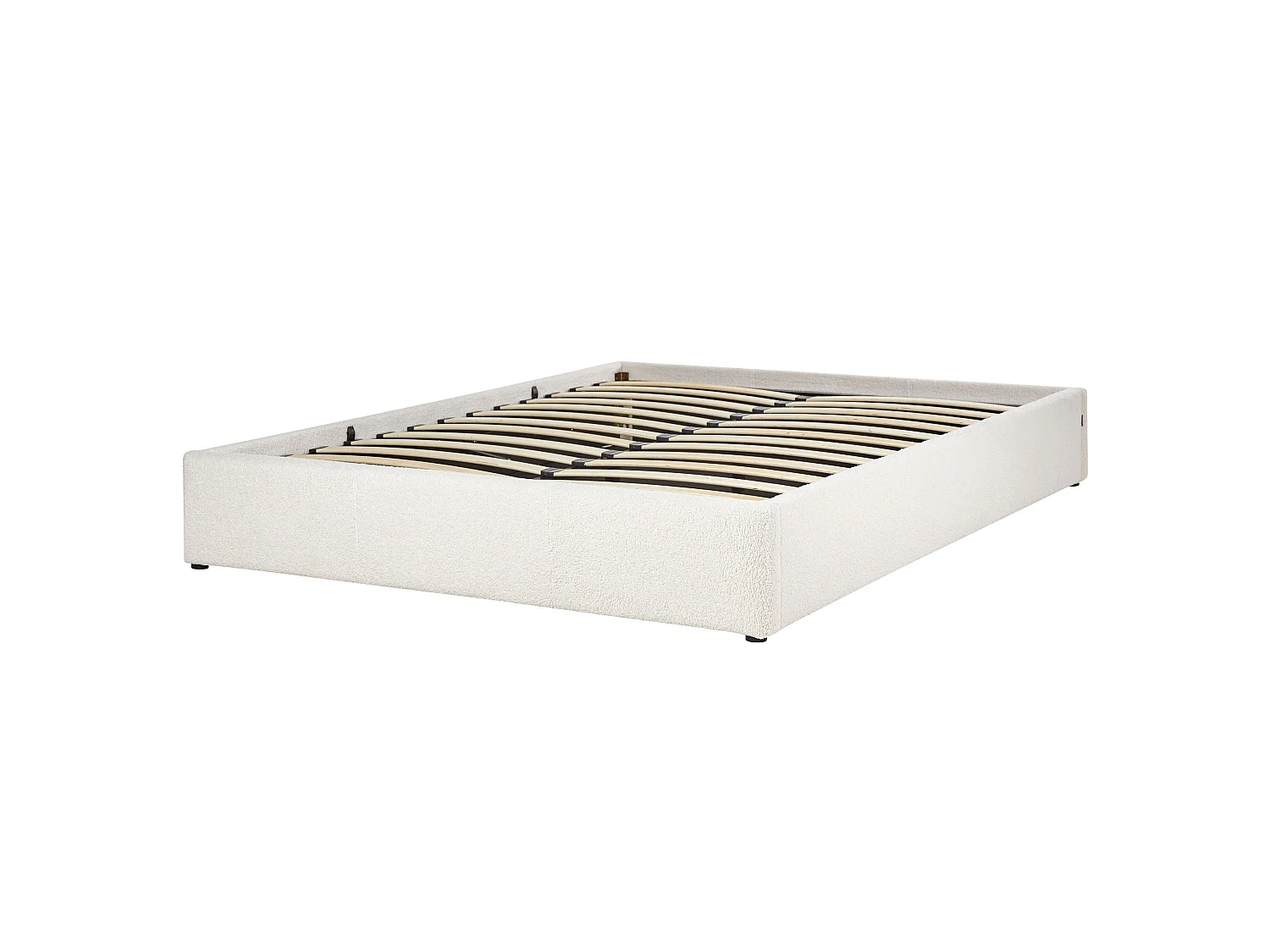 Bed met opbergruimte Bouclé DINAN 160 x 200 cm Gebroken wit