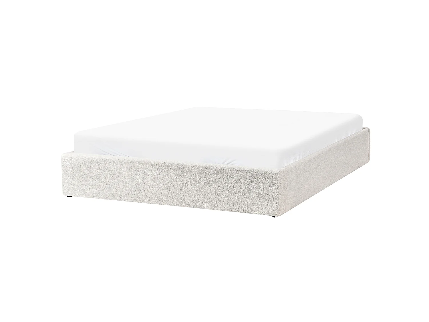 Bed met opbergruimte Bouclé DINAN 160 x 200 cm Gebroken wit