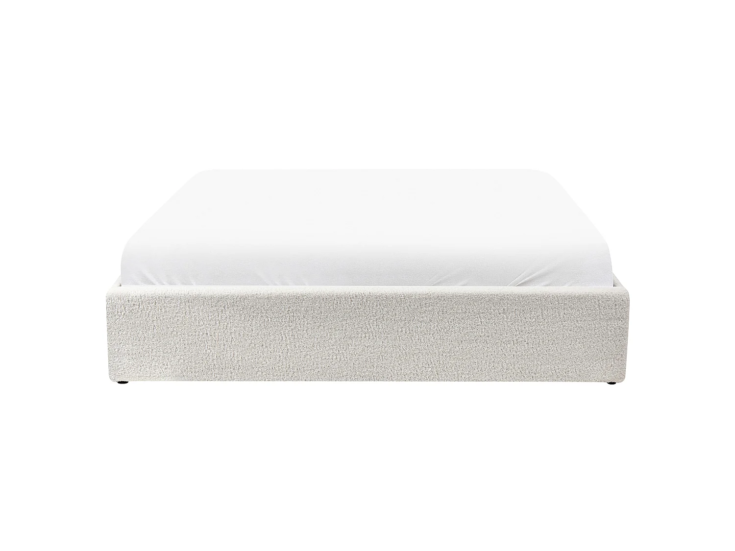 Bed met opbergruimte Bouclé DINAN 160 x 200 cm Gebroken wit