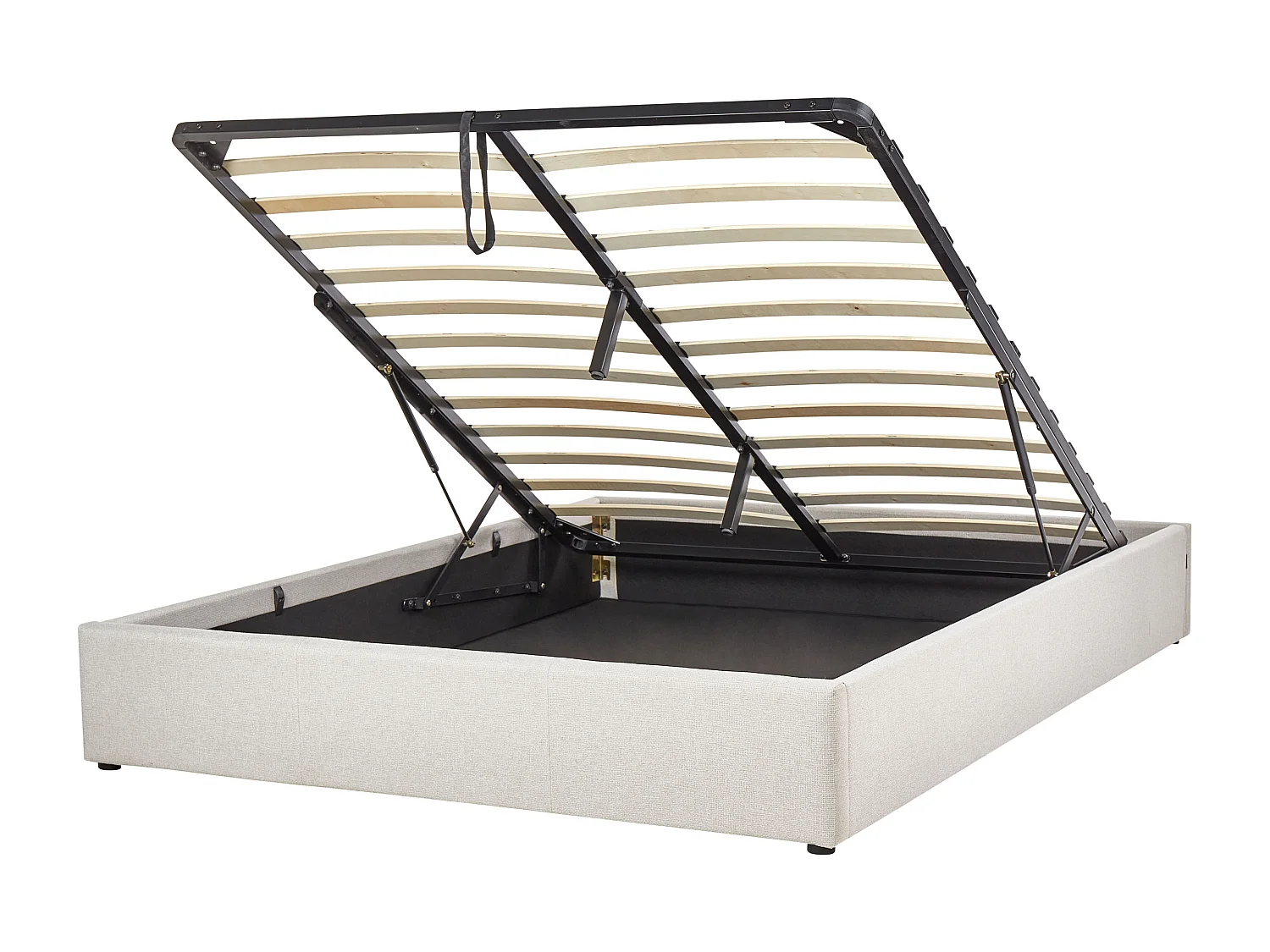 Lit ottoman sans tête de lit Tissu DINAN 160 x 200 cm Beige clair