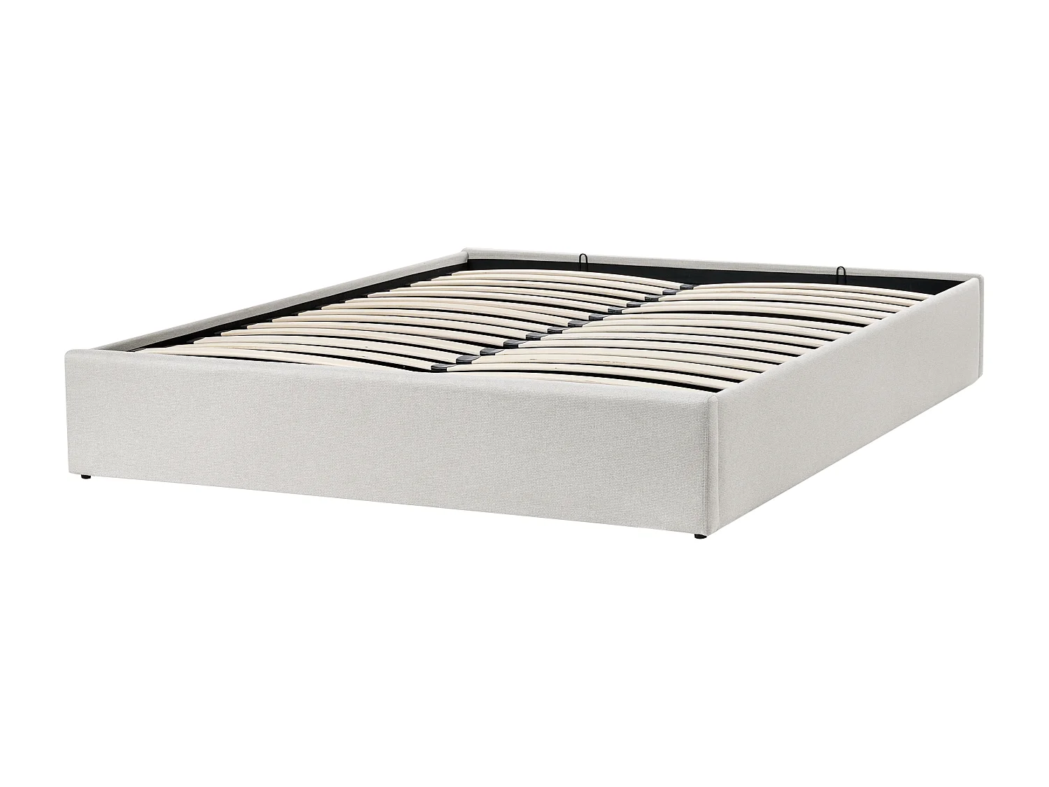 Lit ottoman sans tête de lit Tissu DINAN 160 x 200 cm Beige clair