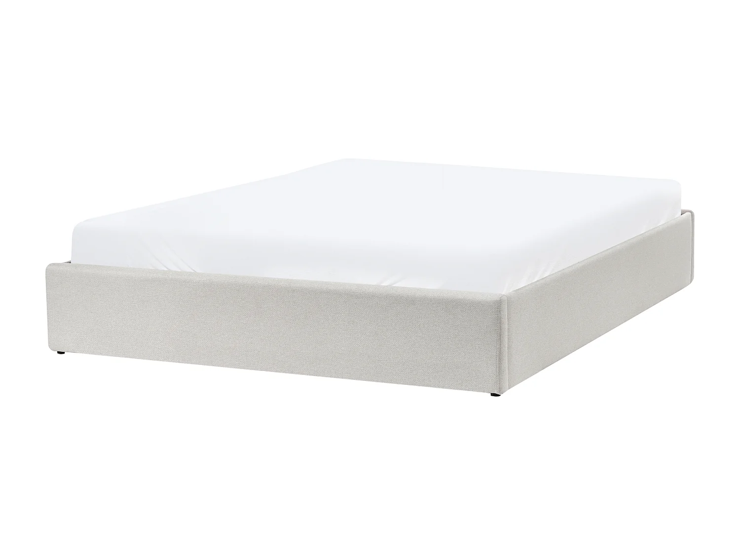 Lit ottoman sans tête de lit Tissu DINAN 160 x 200 cm Beige clair