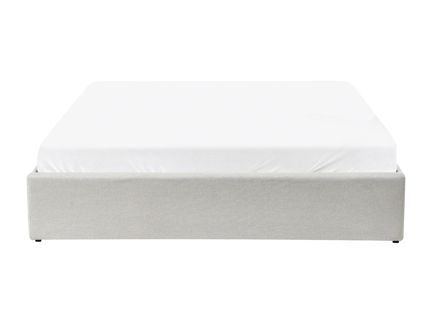 Lit ottoman sans tête de lit Tissu DINAN 160 x 200 cm Beige clair