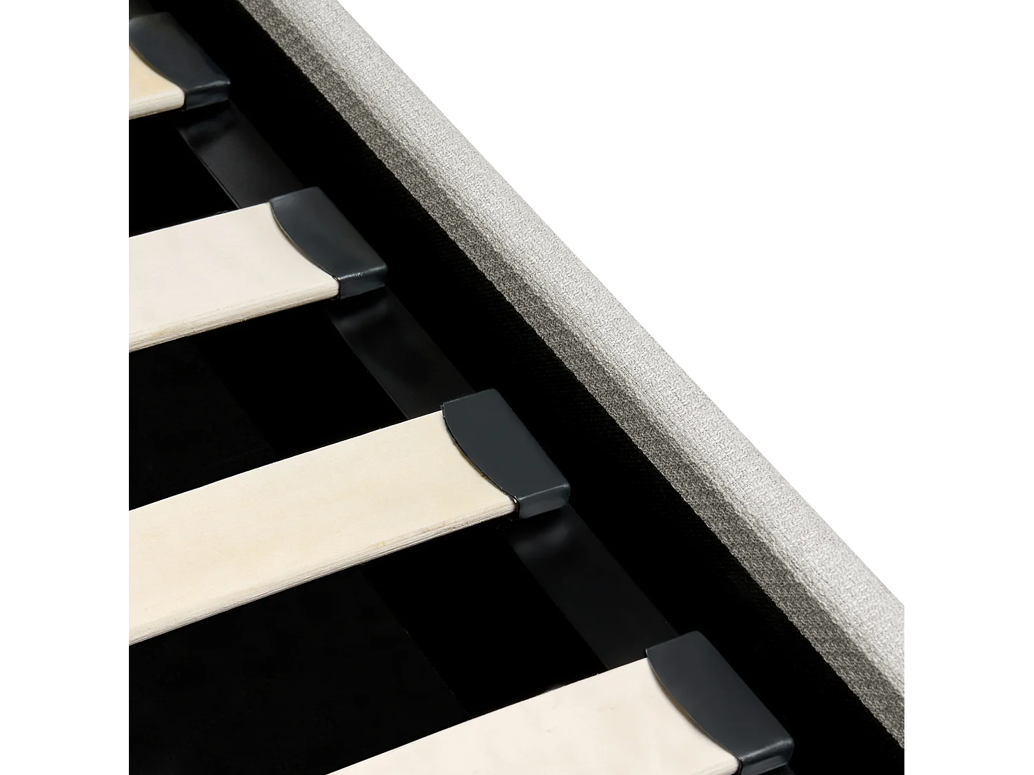 Lit ottoman sans tête de lit Tissu DINAN 160 x 200 cm Beige clair