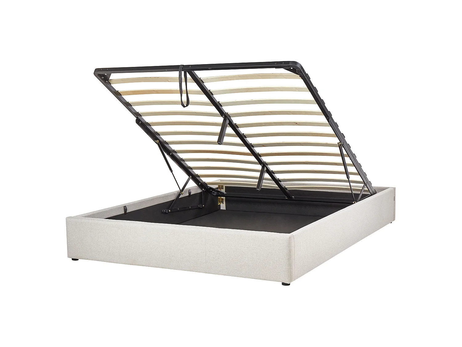 Bed met opbergruimte Stof DINAN 160 x 200 cm Lichtbeige