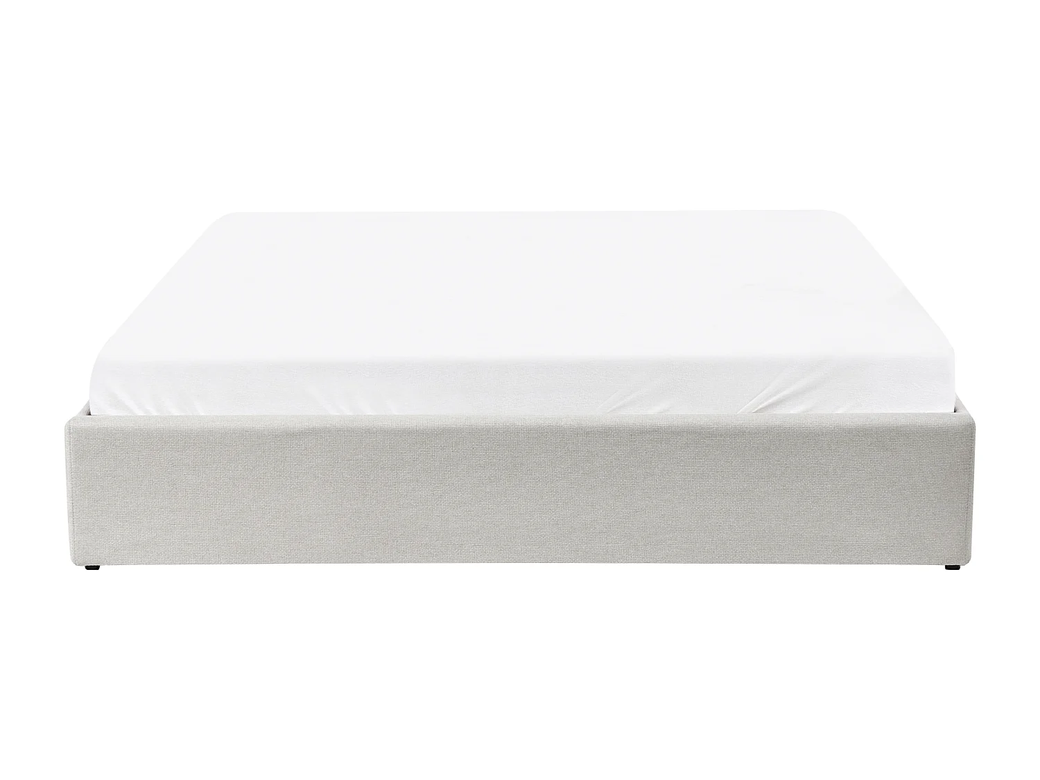 Lit ottoman sans tête de lit Tissu DINAN 180 x 200 cm Beige clair