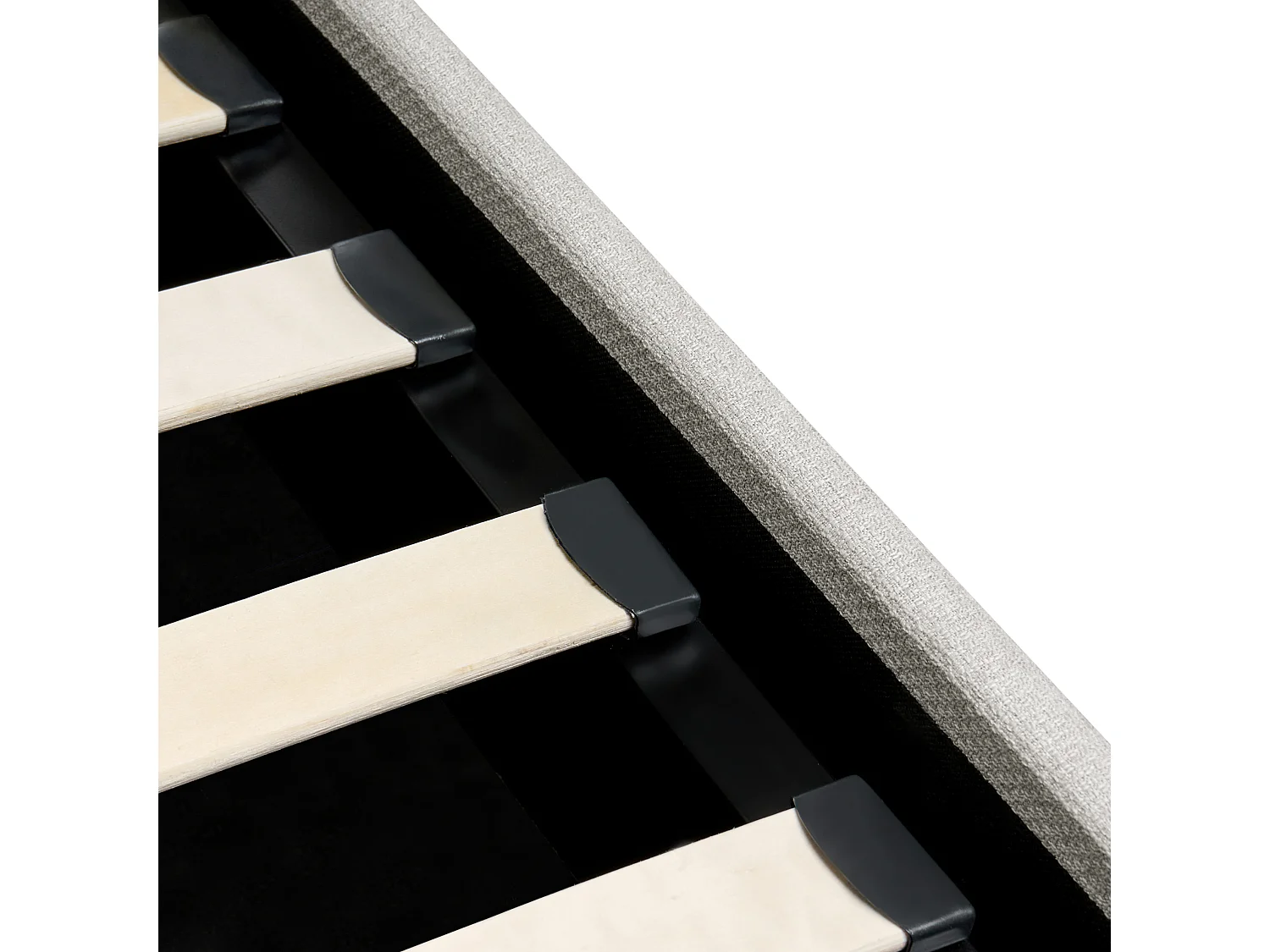 Lit ottoman sans tête de lit Tissu DINAN 180 x 200 cm Beige clair