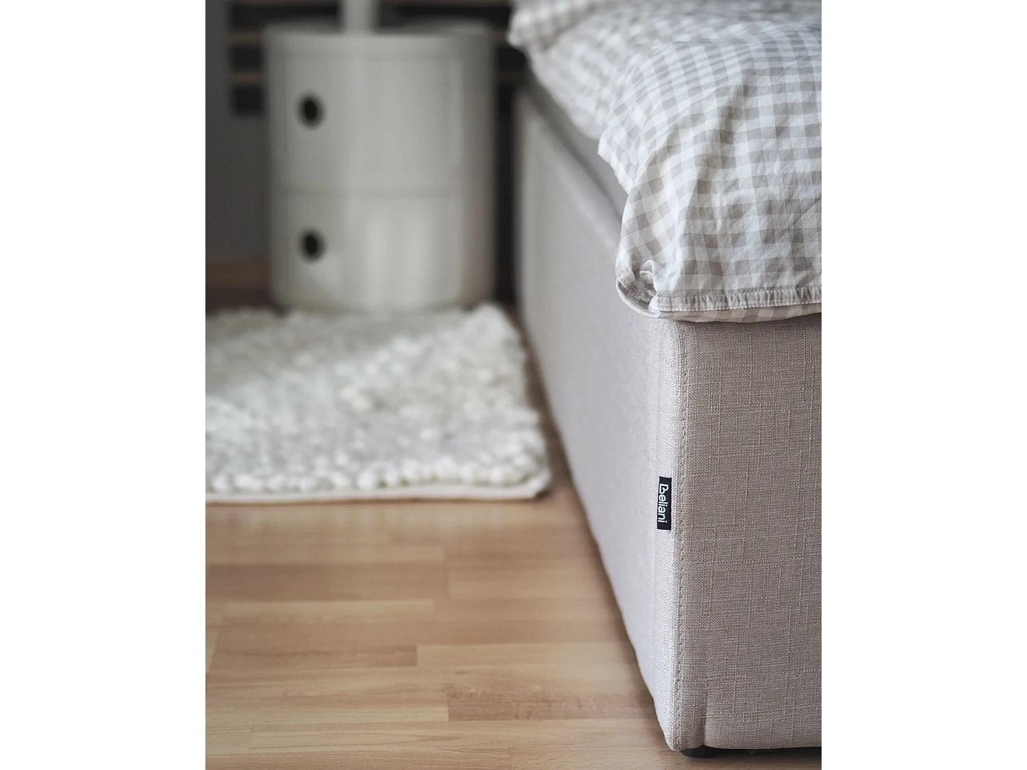 Bed met opbergruimte Stof DINAN 180 x 200 cm Lichtbeige