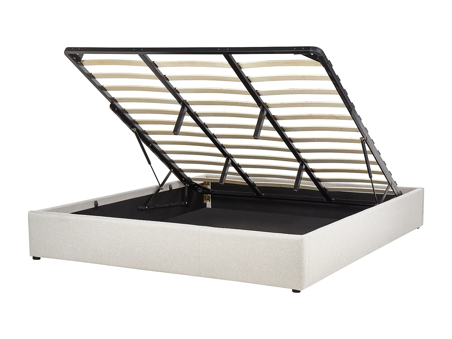 Lit ottoman sans tête de lit Tissu DINAN 180 x 200 cm Beige clair