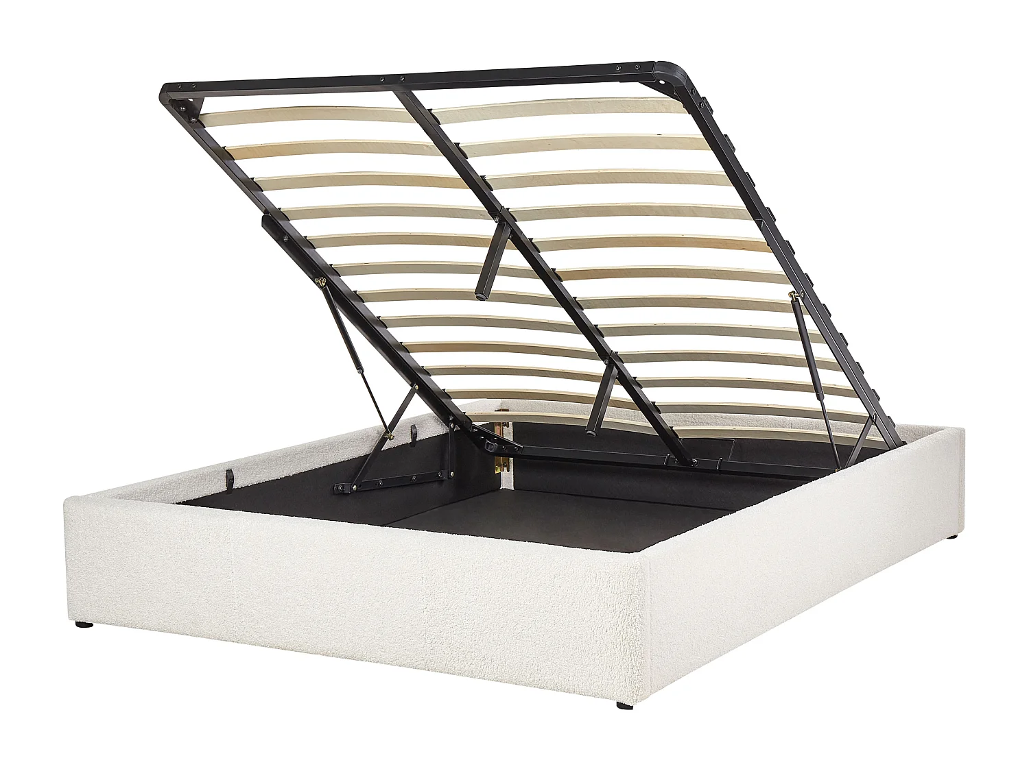 Lit ottoman sans tête de lit Bouclé DINAN 140 x 200 cm Blanc cassé