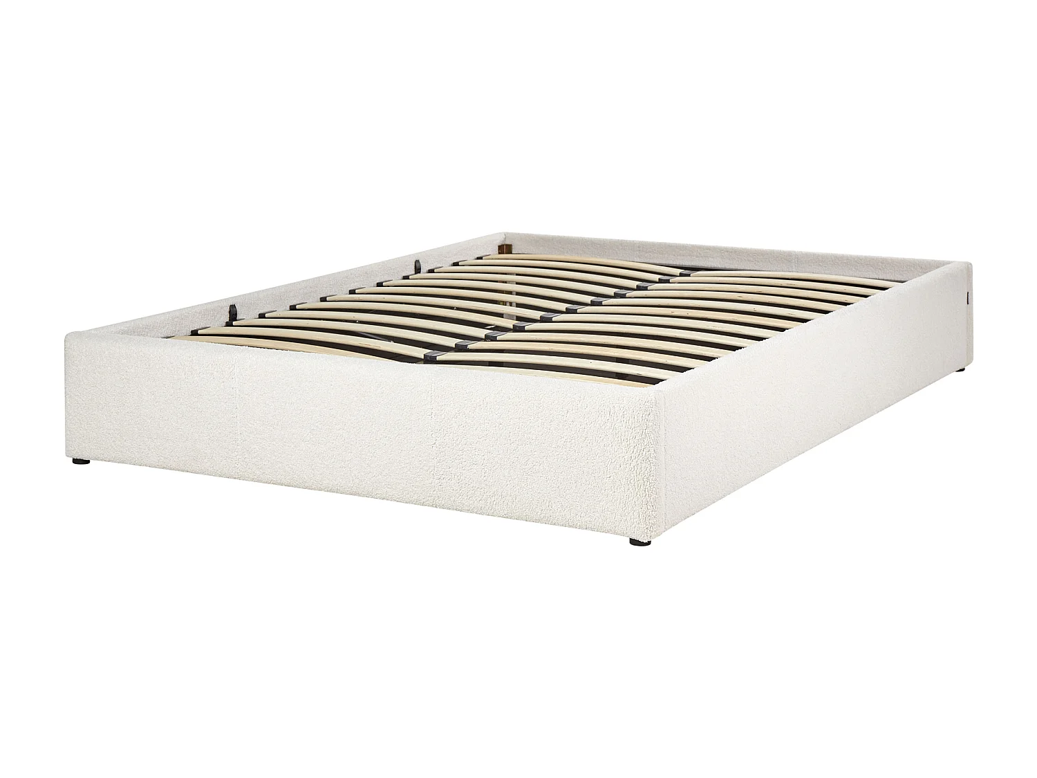 Lit ottoman sans tête de lit Bouclé DINAN 140 x 200 cm Blanc cassé