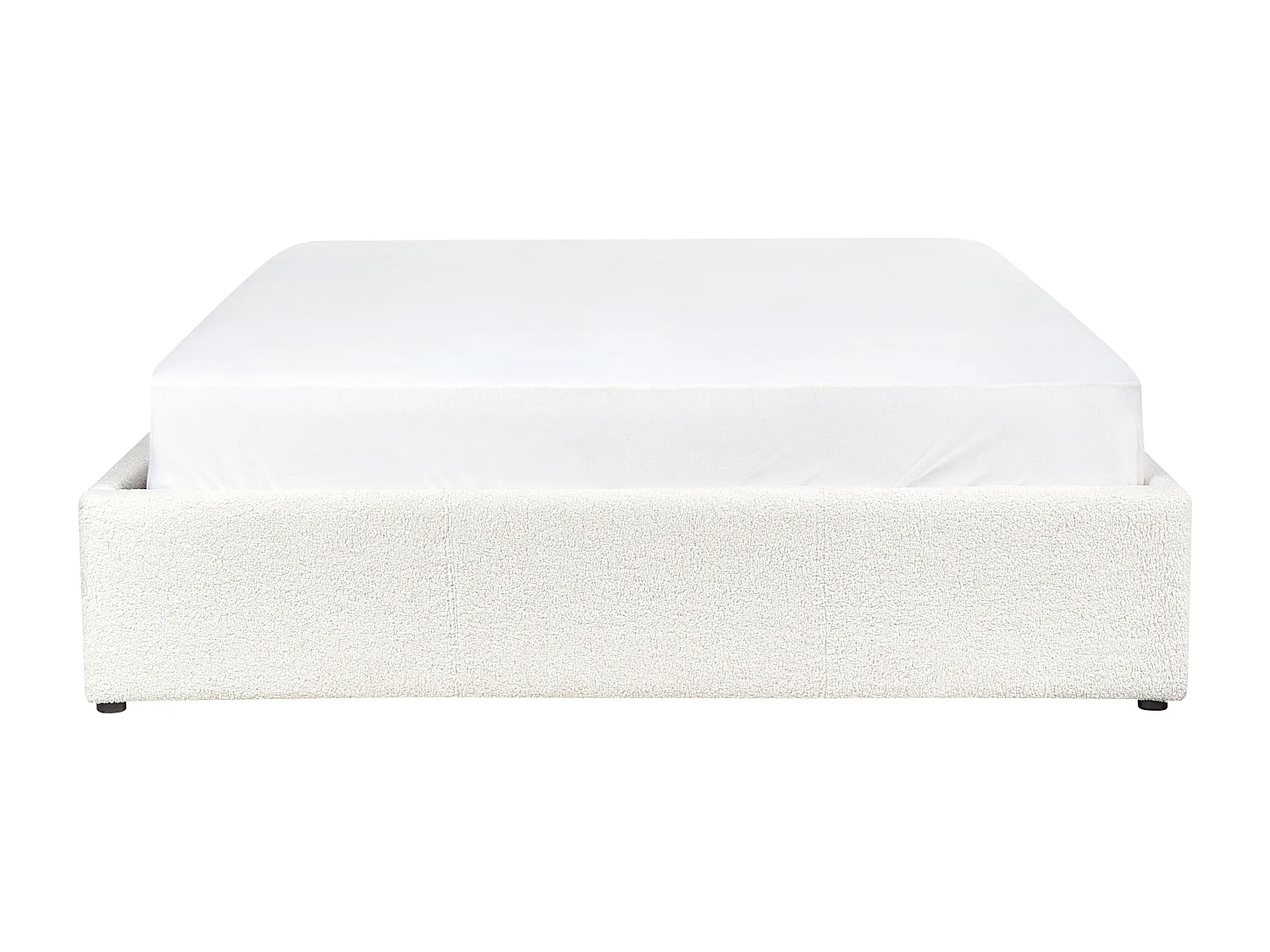 Lit ottoman sans tête de lit Bouclé DINAN 140 x 200 cm Blanc cassé