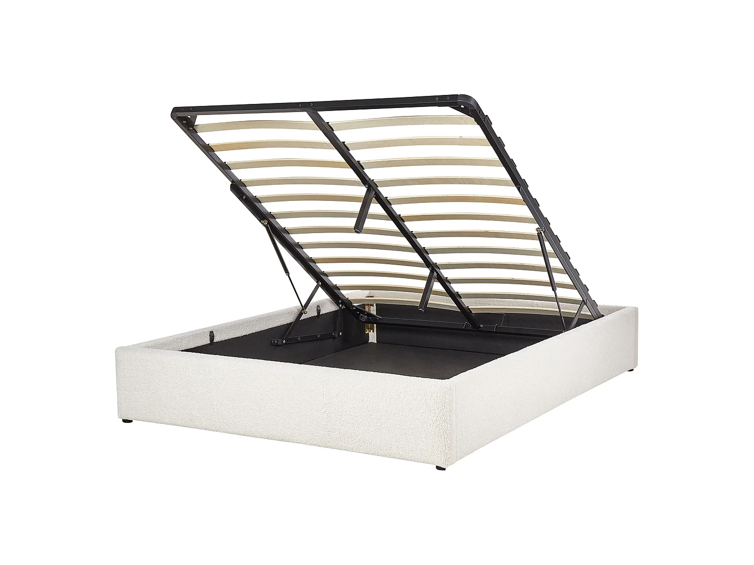 Bed met opbergruimte Bouclé DINAN 140 x 200 cm Gebroken wit