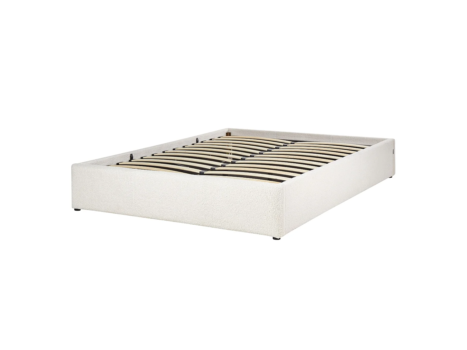 Bed met opbergruimte Bouclé DINAN 140 x 200 cm Gebroken wit