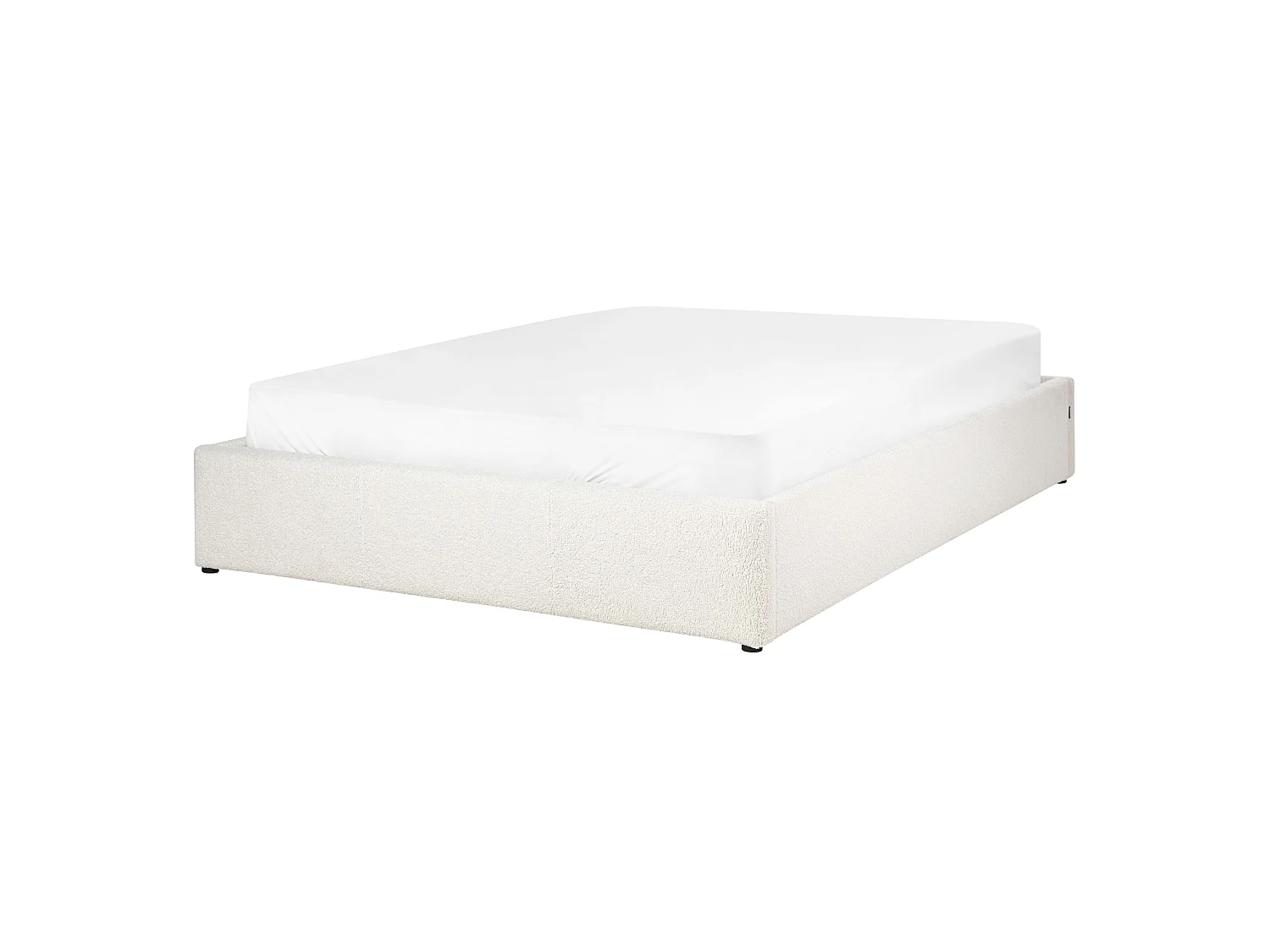 Bed met opbergruimte Bouclé DINAN 140 x 200 cm Gebroken wit