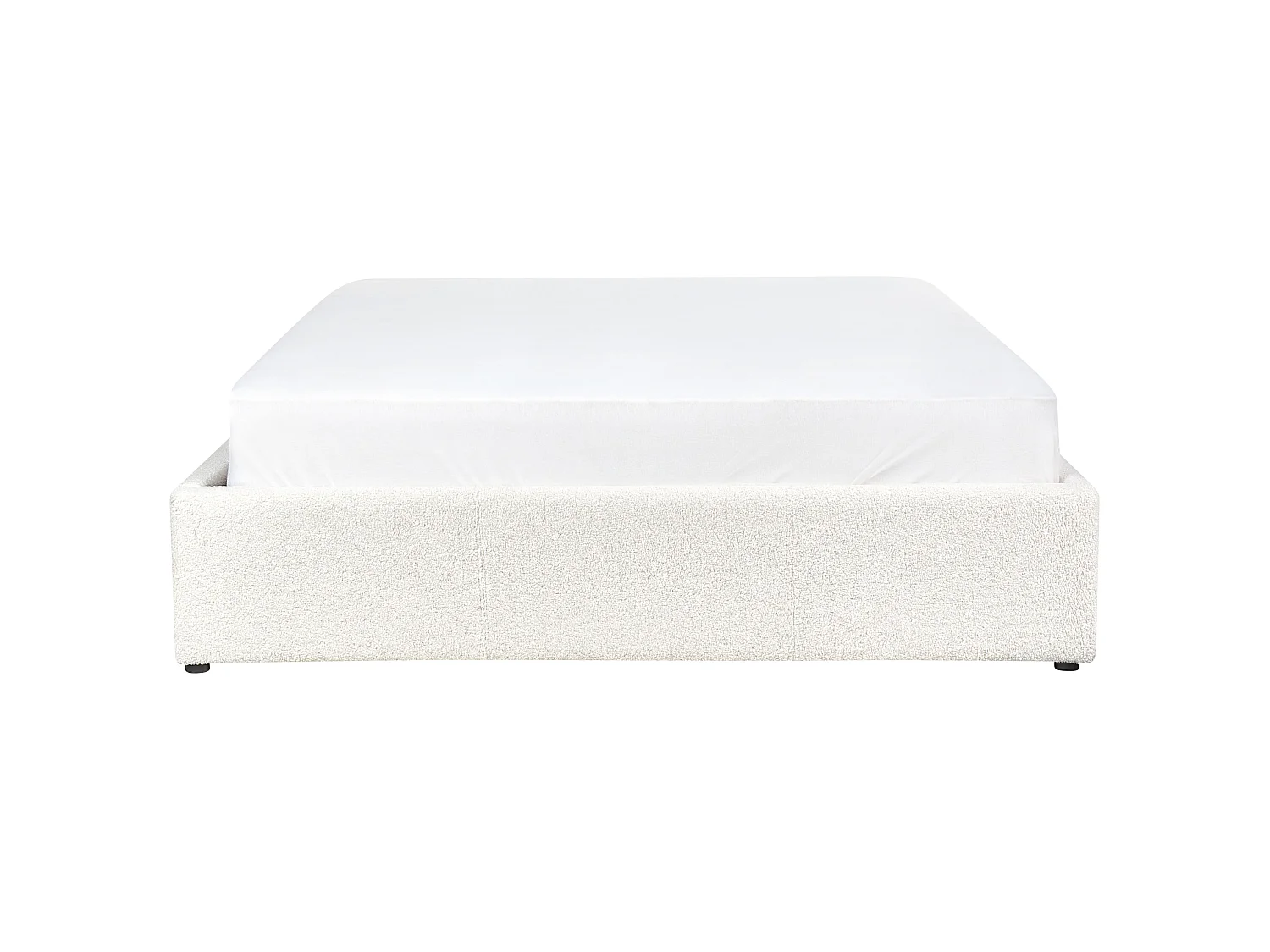 Bed met opbergruimte Bouclé DINAN 140 x 200 cm Gebroken wit