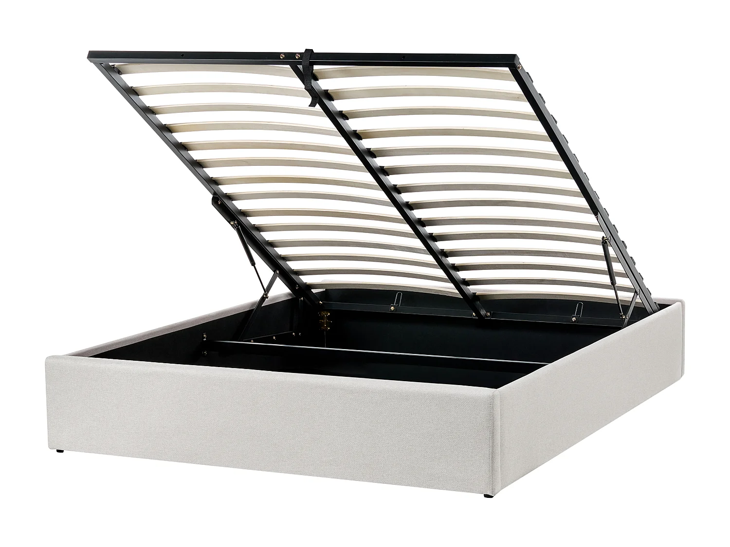 Lit ottoman sans tête de lit Tissu DINAN 140 x 200 cm Beige clair