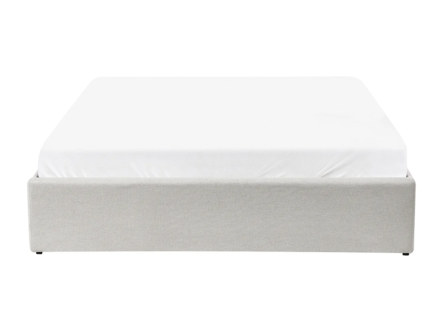 Lit ottoman sans tête de lit Tissu DINAN 140 x 200 cm Beige clair