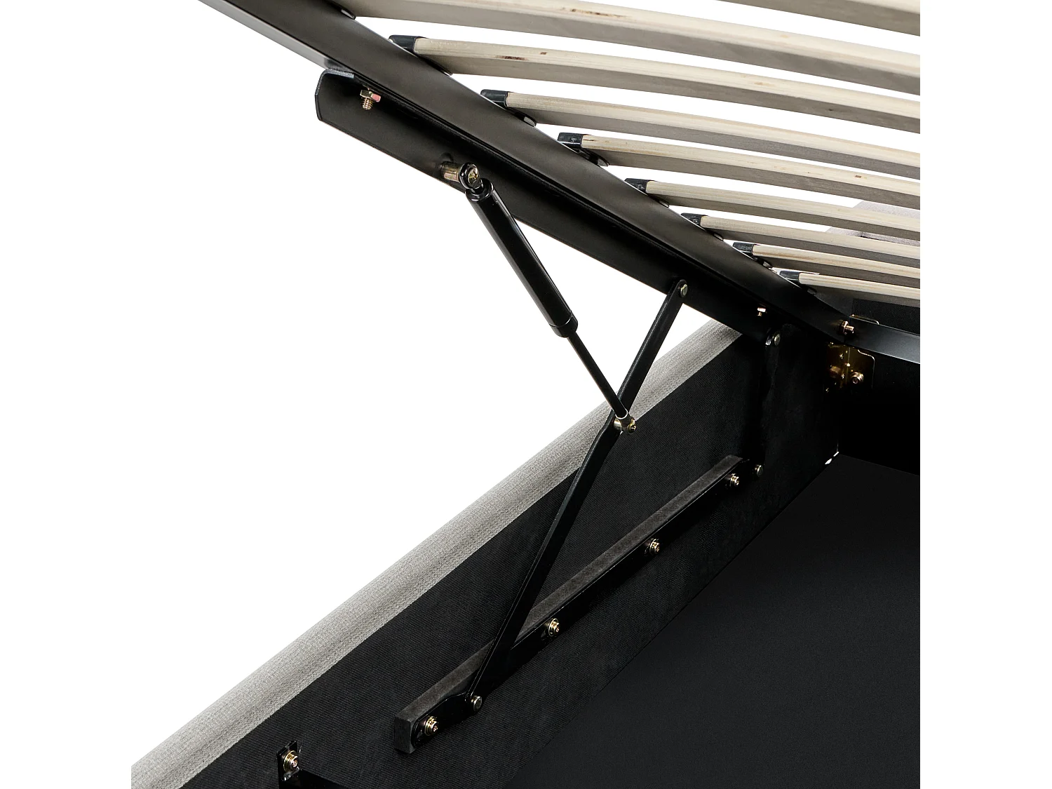 Lit ottoman sans tête de lit Tissu DINAN 140 x 200 cm Beige clair