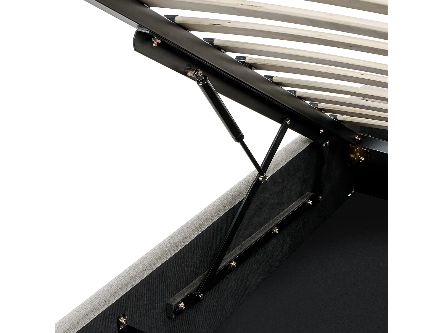 Lit ottoman sans tête de lit Tissu DINAN 140 x 200 cm Beige clair