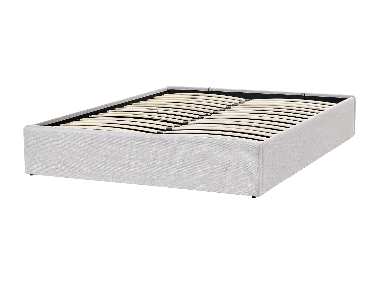 Lit ottoman sans tête de lit Tissu DINAN 160 x 200 cm Gris clair