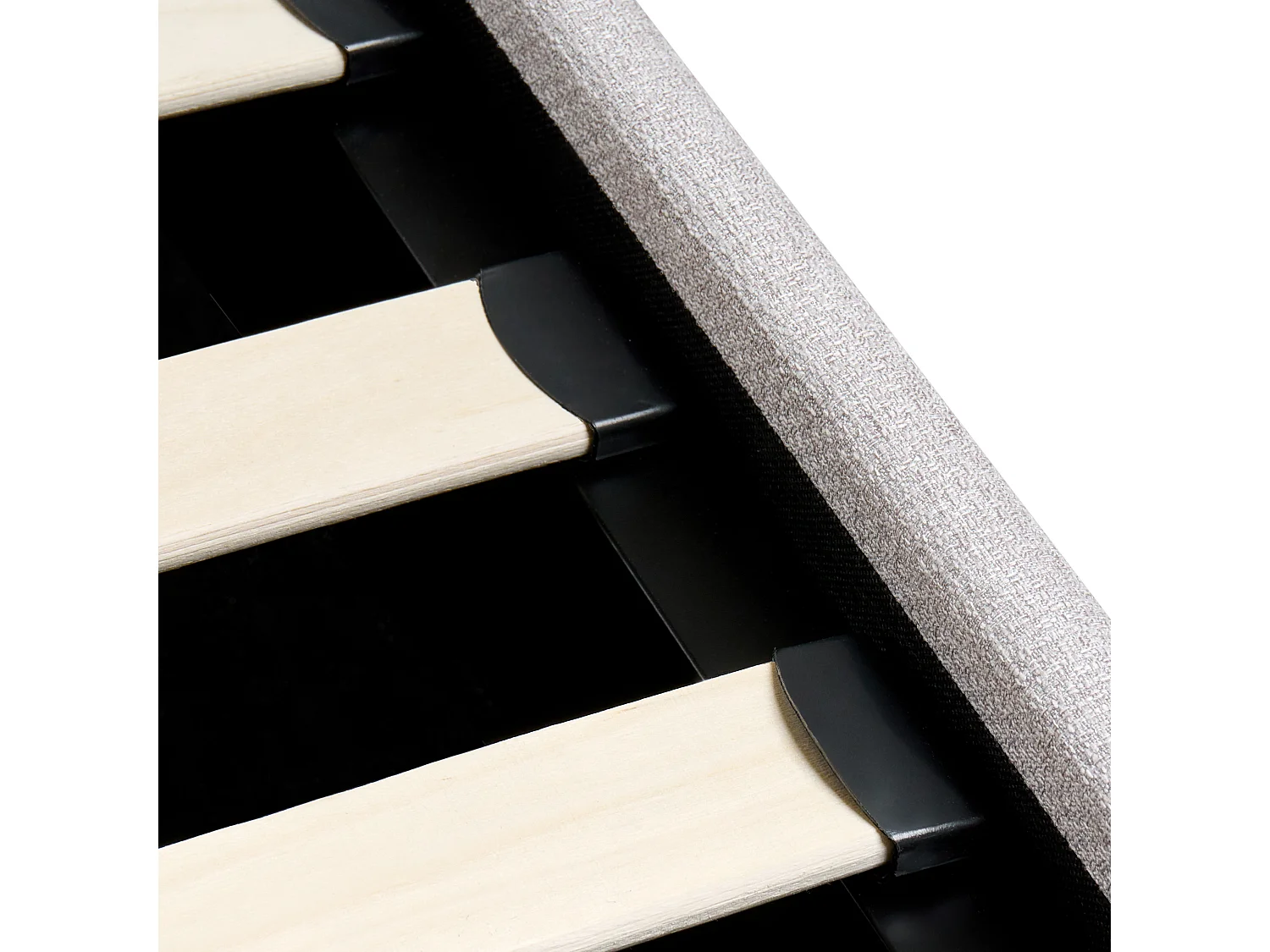 Lit ottoman sans tête de lit Tissu DINAN 160 x 200 cm Gris clair