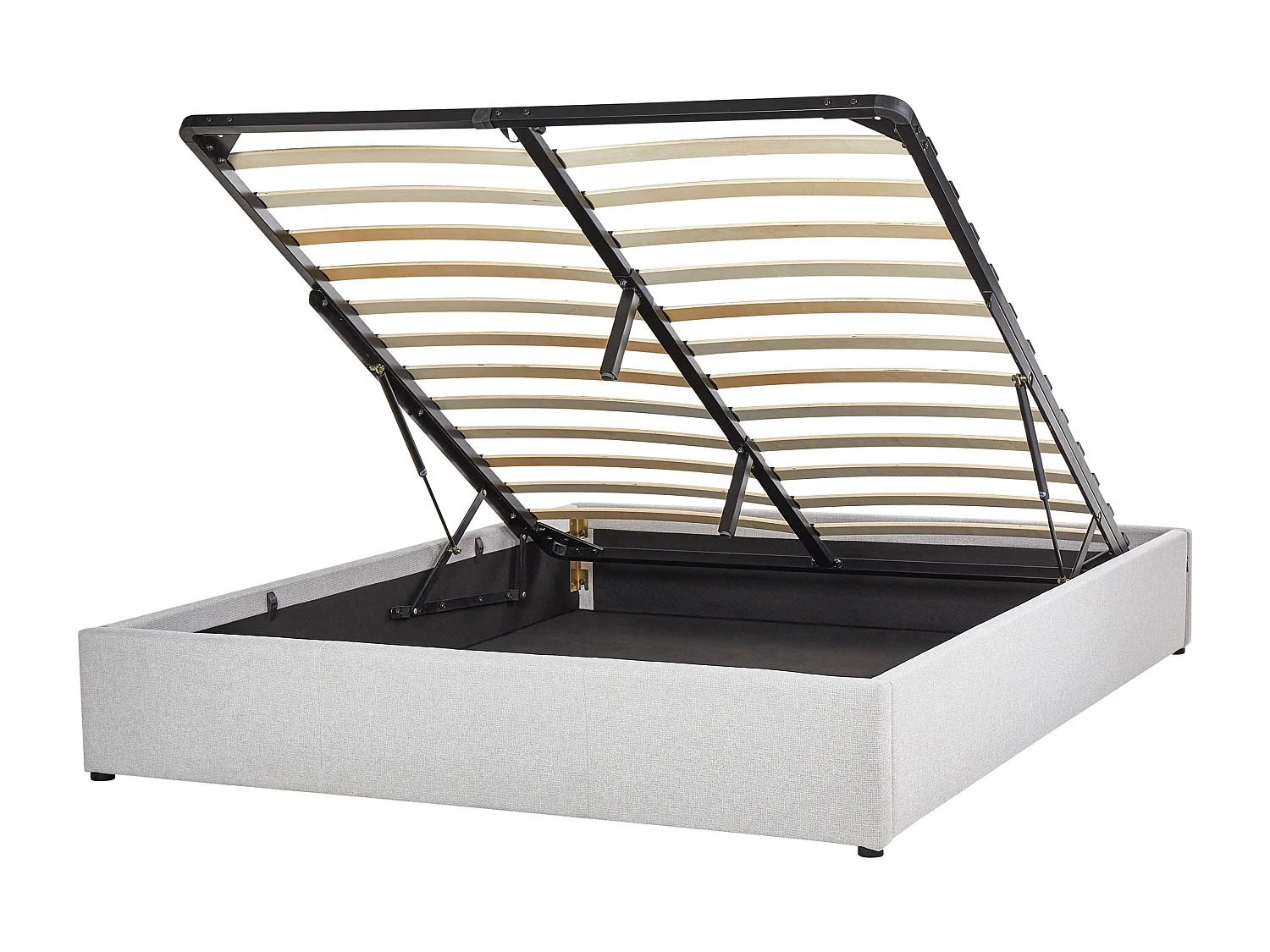 Lit ottoman sans tête de lit Tissu DINAN 160 x 200 cm Gris clair