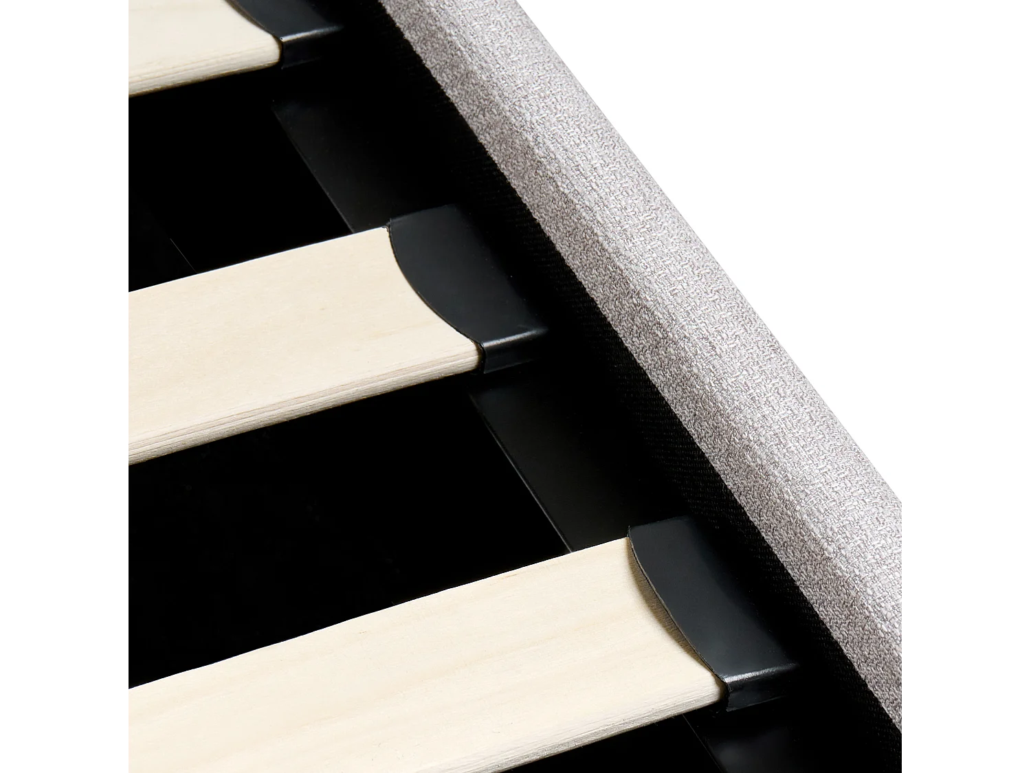 Lit ottoman sans tête de lit Tissu DINAN 160 x 200 cm Gris clair