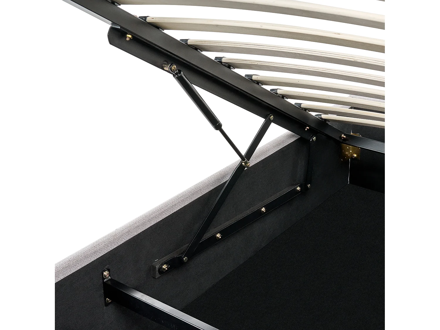 Lit ottoman sans tête de lit Tissu DINAN 140 x 200 cm Gris clair