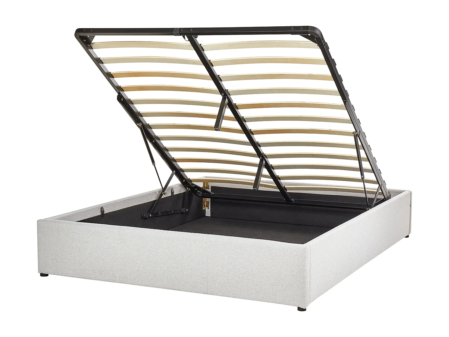 Lit ottoman sans tête de lit Tissu DINAN 140 x 200 cm Gris clair