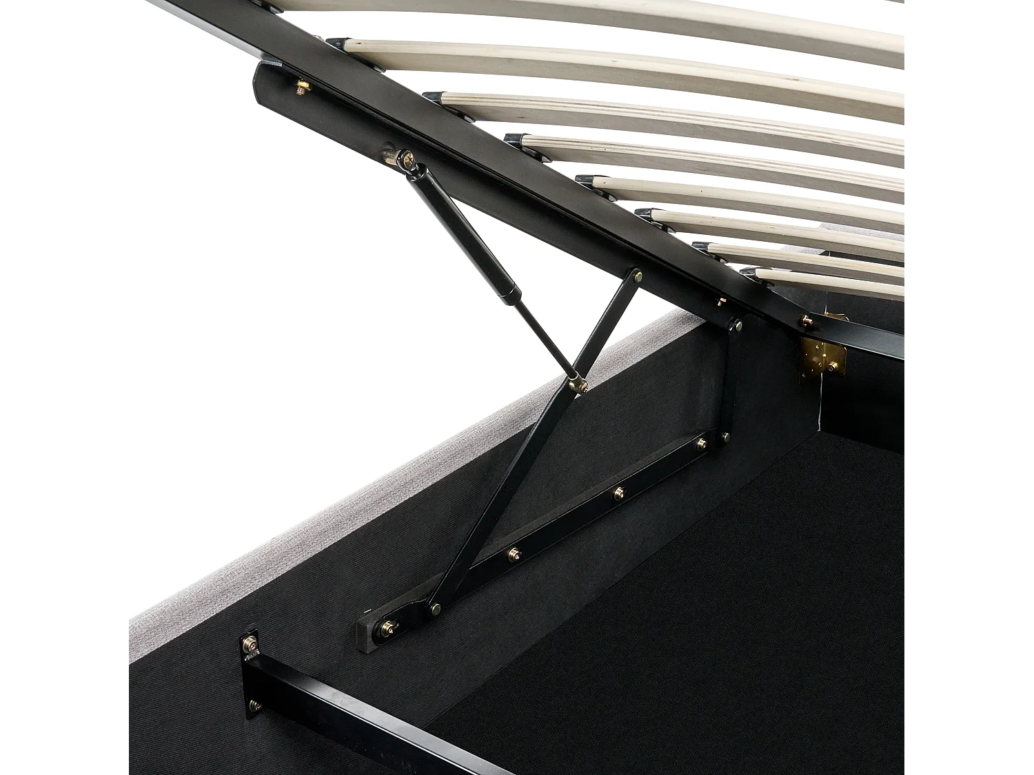 Lit ottoman sans tête de lit Tissu DINAN 140 x 200 cm Gris clair