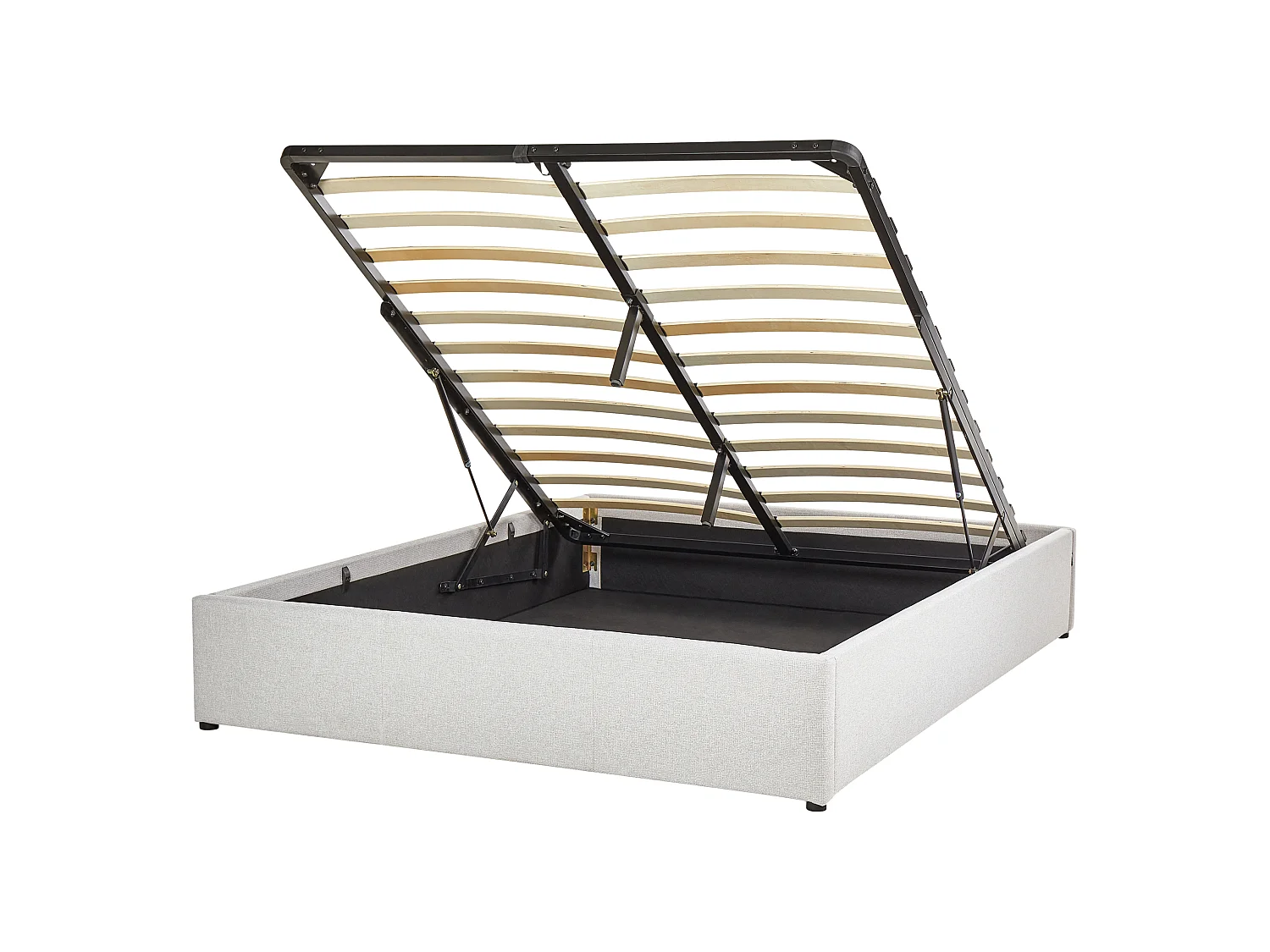 Bed met opbergruimte Stof DINAN 140 x 200 cm Lichtgrijs