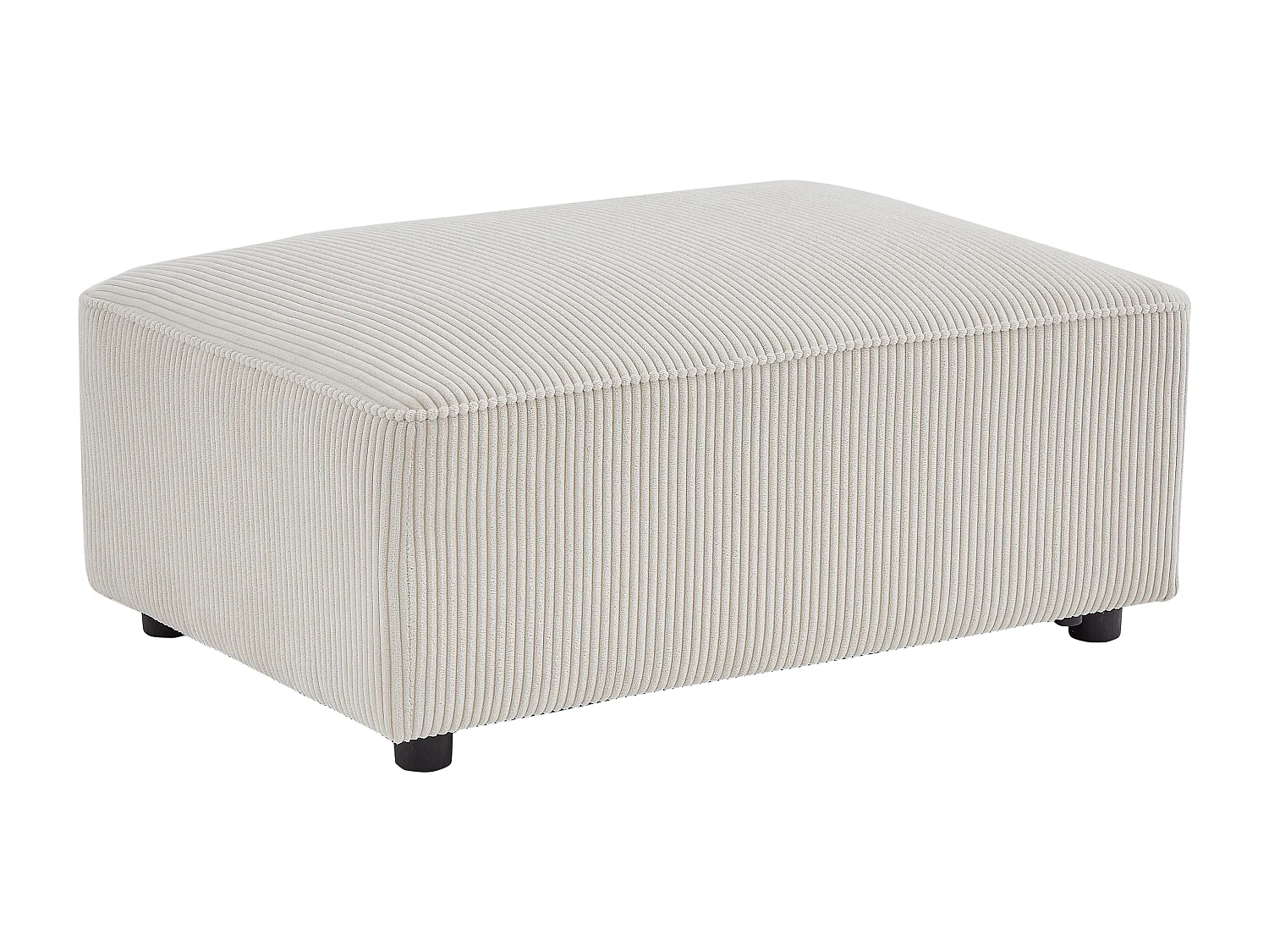 Canapé d'angle gauche et pouf en velours côtelé beige MECODI