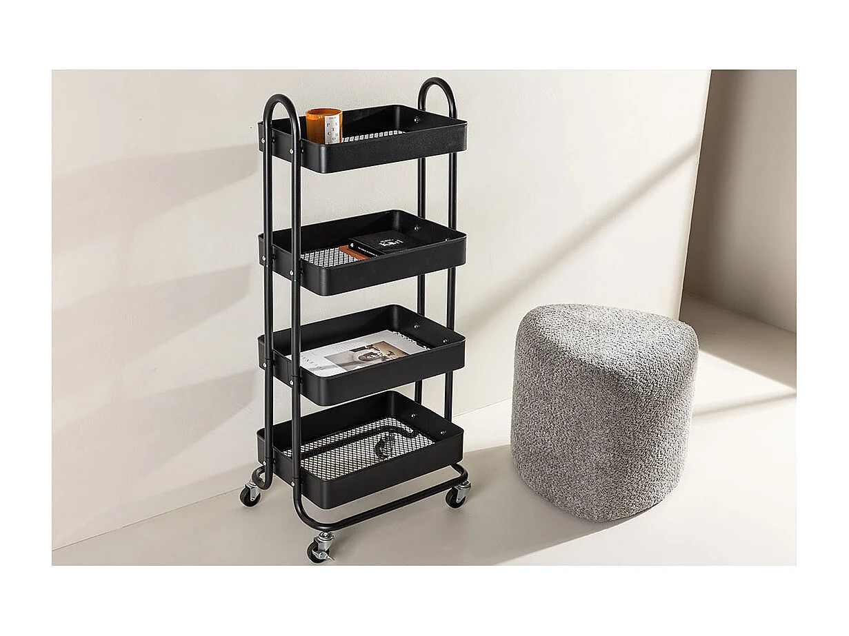 Manaus Rollwagen 4 Regale schwarz.