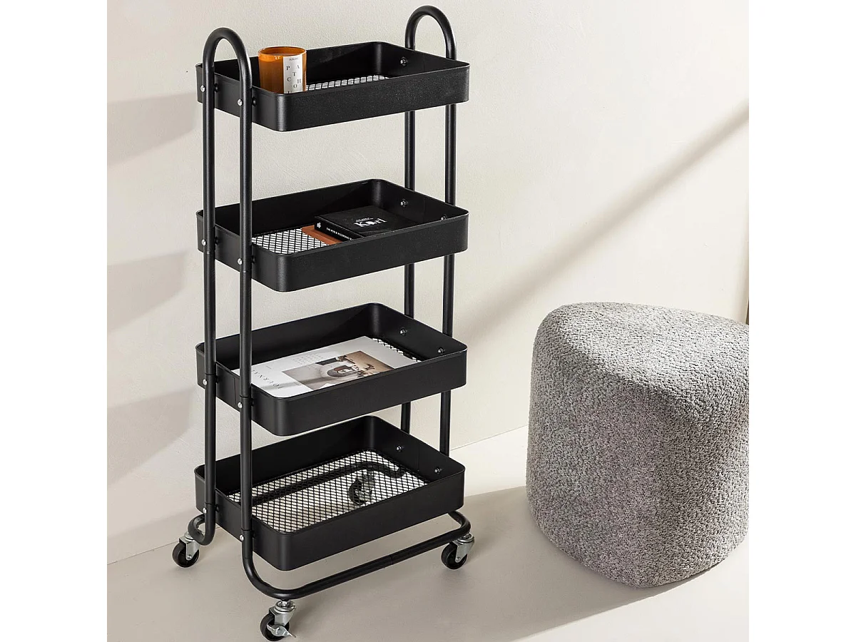 Étagère 4 Niveaux en Métal "Manaus" 104cm Noir