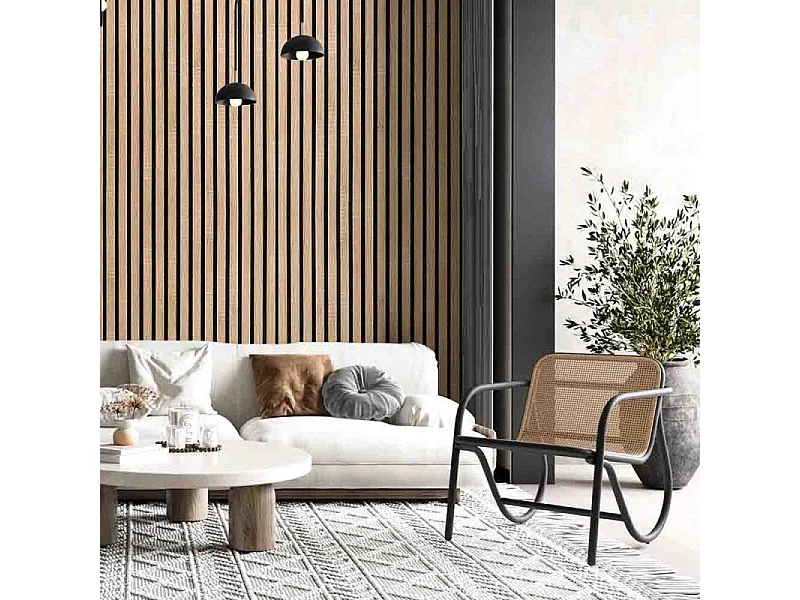 Panneau décoratif acoustique BELLA HAIR - MDF premium, tasseaux verticaux, 278 x 60 cm