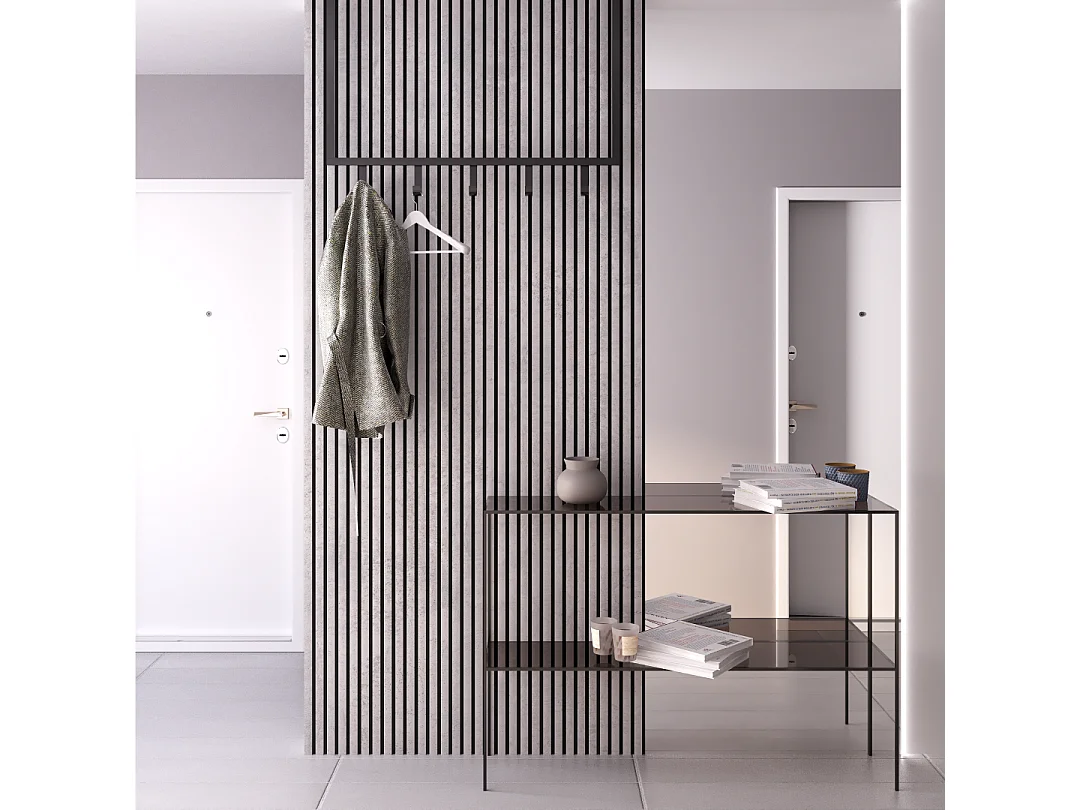Panneau décoratif acoustique BELLA HAIR - MDF premium, tasseaux verticaux, 278 x 60 cm