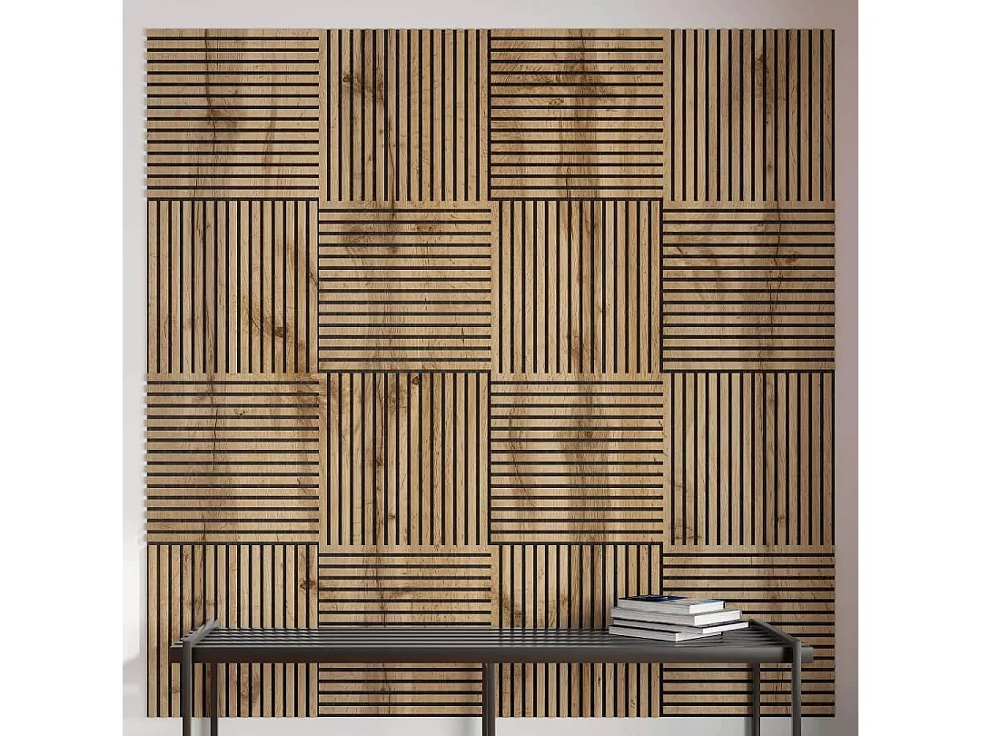 Protocole Home - Panneau acoustique scandinave 60 x 60 cm, 0,9 cm d'épaisseur, bois issu de foresterie durable et plastiques recyclés.