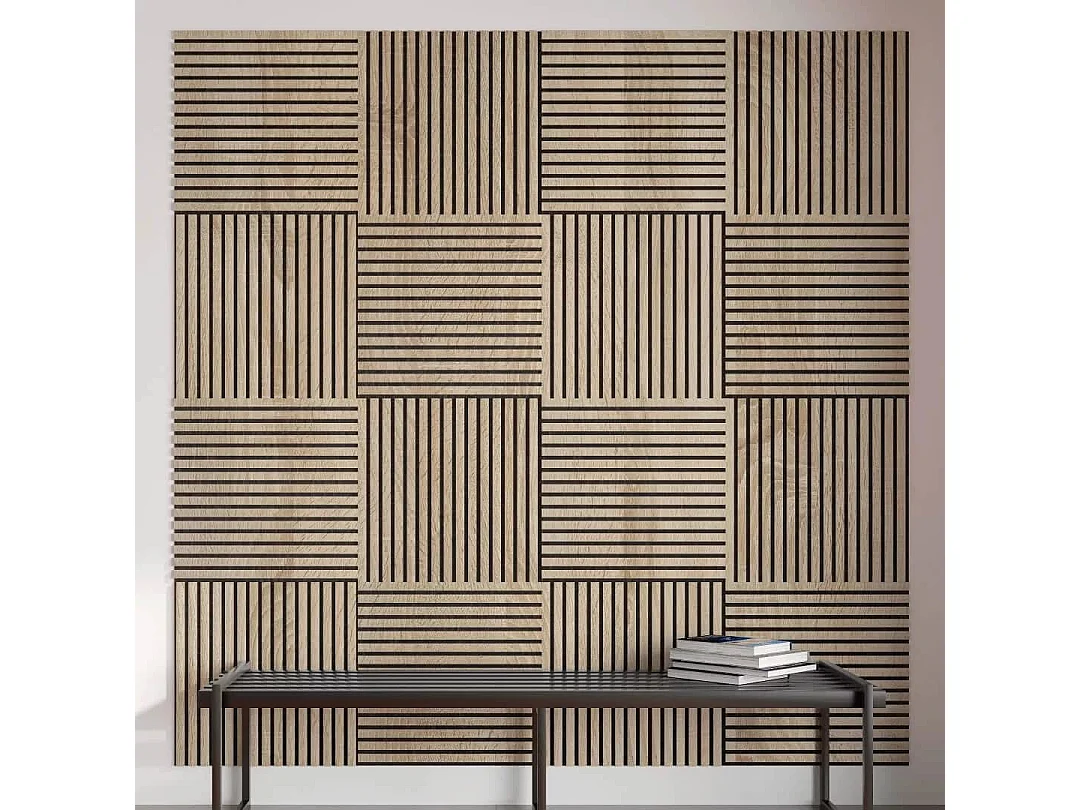Protocole Home - Panneau acoustique scandinave 60 x 60 cm, 0,9 cm d'épaisseur, bois issu de foresterie durable et plastiques recyclés.