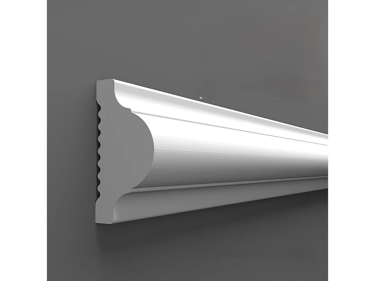Protocole Home - Moulure murale peignable en polymère blanc mat 2400 x 25 x 15 mm.
