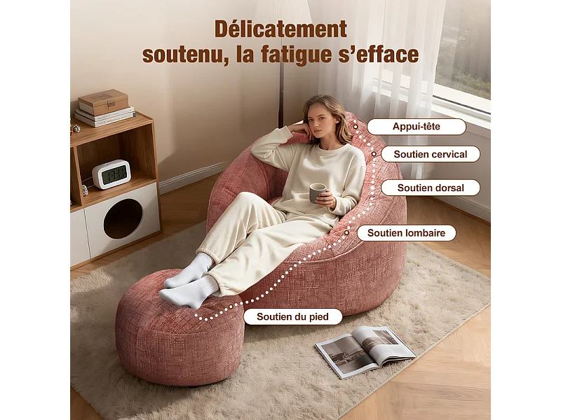 Pouf poire adulte pour chambre et salon – Confortable et moderne - Rouge
