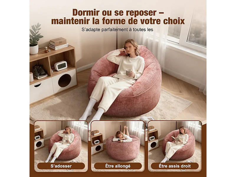 Pouf poire adulte pour chambre et salon – Confortable et moderne - Rouge