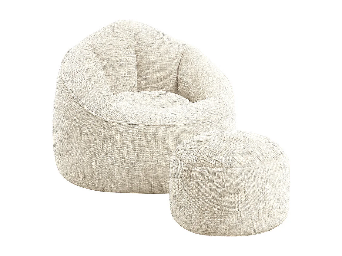 Pouf poire adulte pour chambre et salon – Confortable et moderne - Blanc