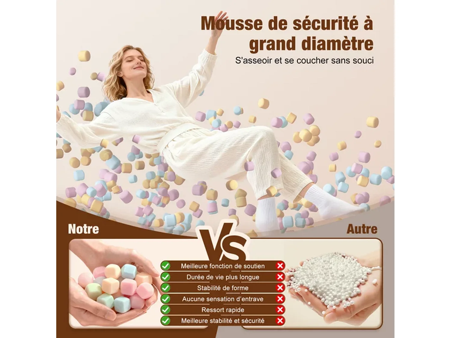 Pouf poire adulte pour chambre et salon – Confortable et moderne - Blanc