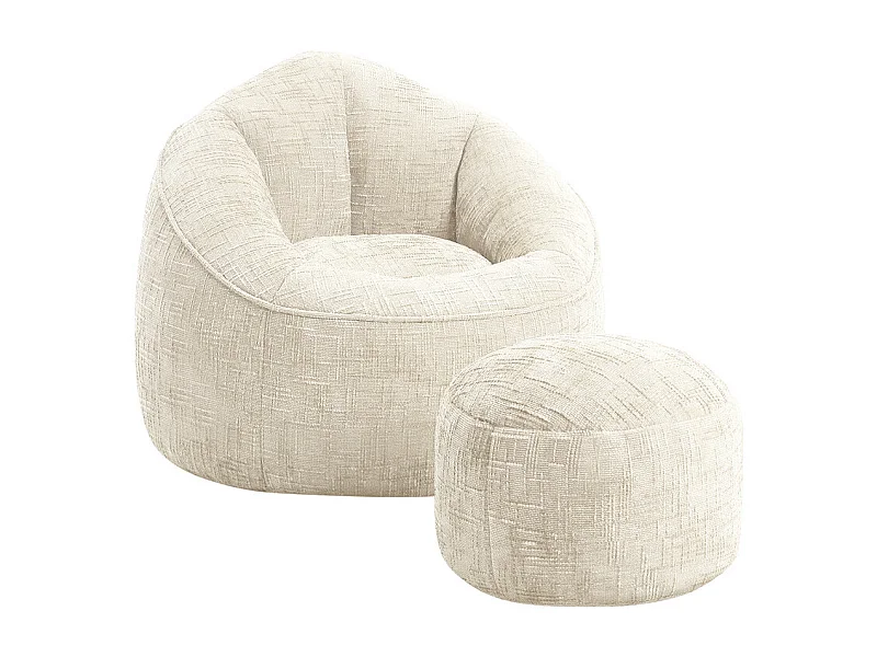 Pouf poire adulte pour chambre et salon – Confortable et moderne - Blanc