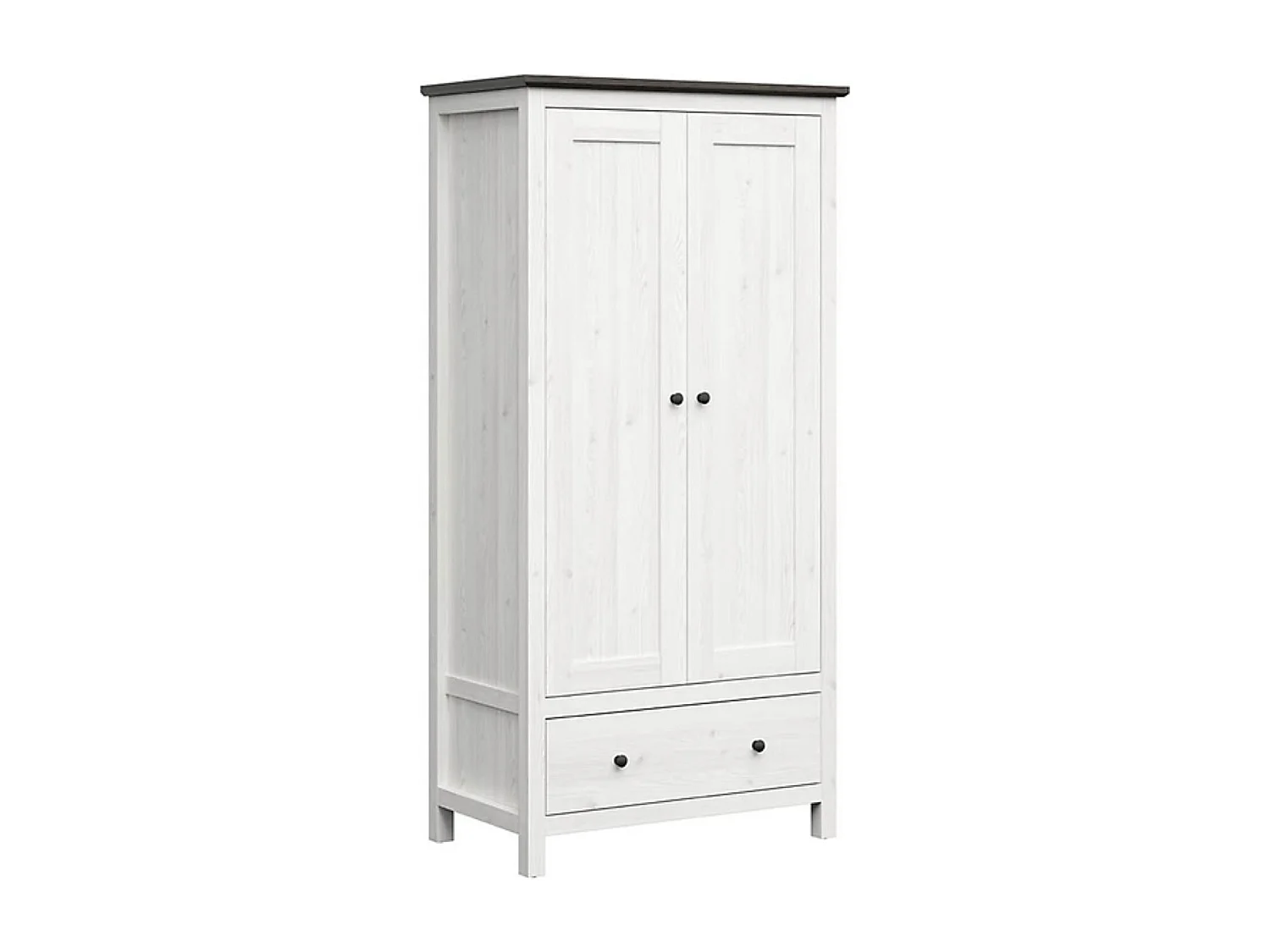 Armoire Placard à 2 portes et 1 tiroir, coloris Mélèze clair / Pin larico - Longueur 101 x Profondeur 57 x Hauteur 203 cm