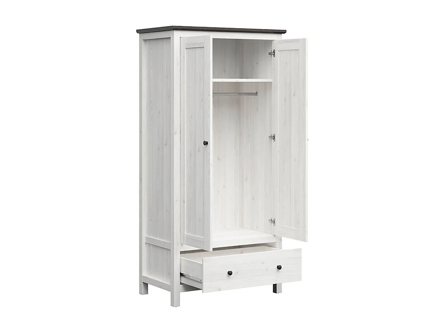 Armoire Placard à 2 portes et 1 tiroir, coloris Mélèze clair / Pin larico - Longueur 101 x Profondeur 57 x Hauteur 203 cm