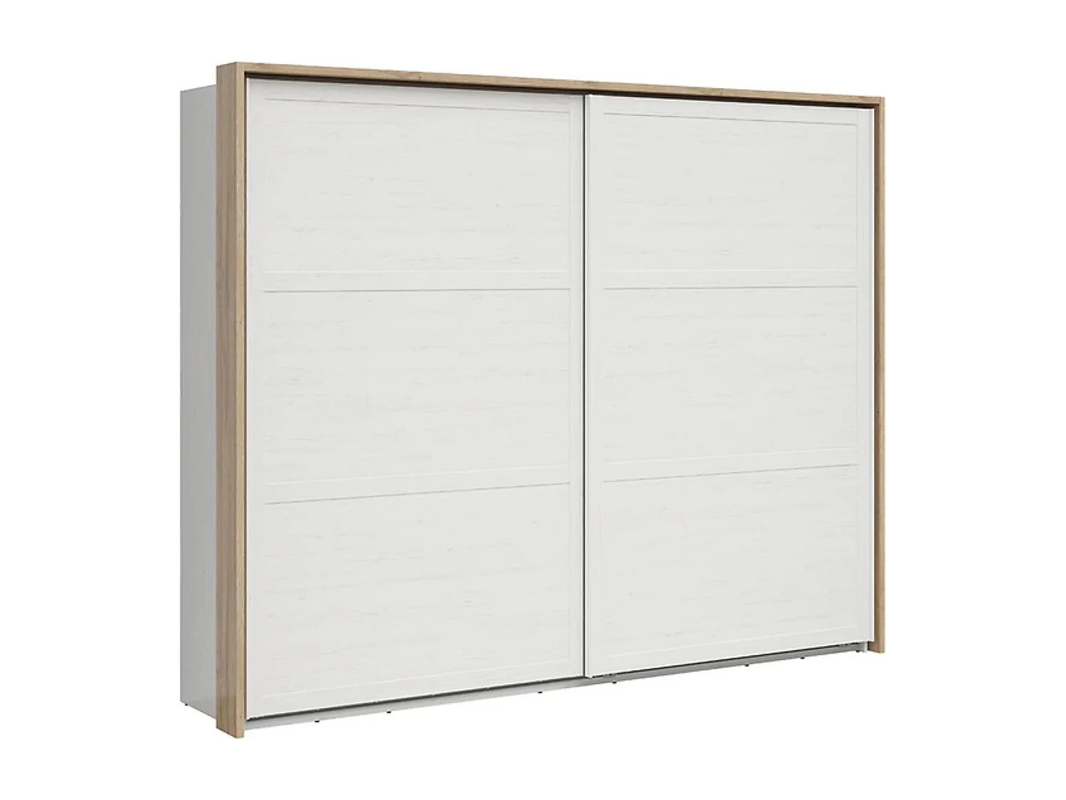 Armoire avec portes coulissantes , coloris Blanc pin andersen/Chêne clair - Longueur 270 x Profondeur 62,5 x Hauteur 218,5 cm
